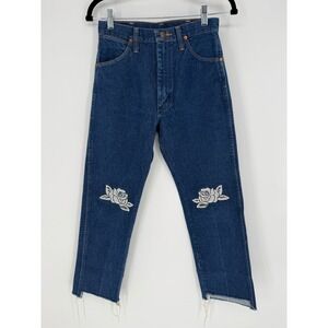 WRANGLER VINTAGE 14MWZG COWGIRL CUT‎ JEANS USA MADE 100% COTTON ROSE EMBROIDERY